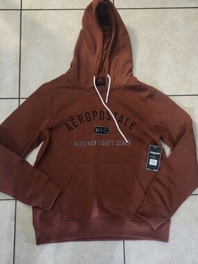Aeropostale Women's Rust Brown Hooded Sweatshirt with Logo